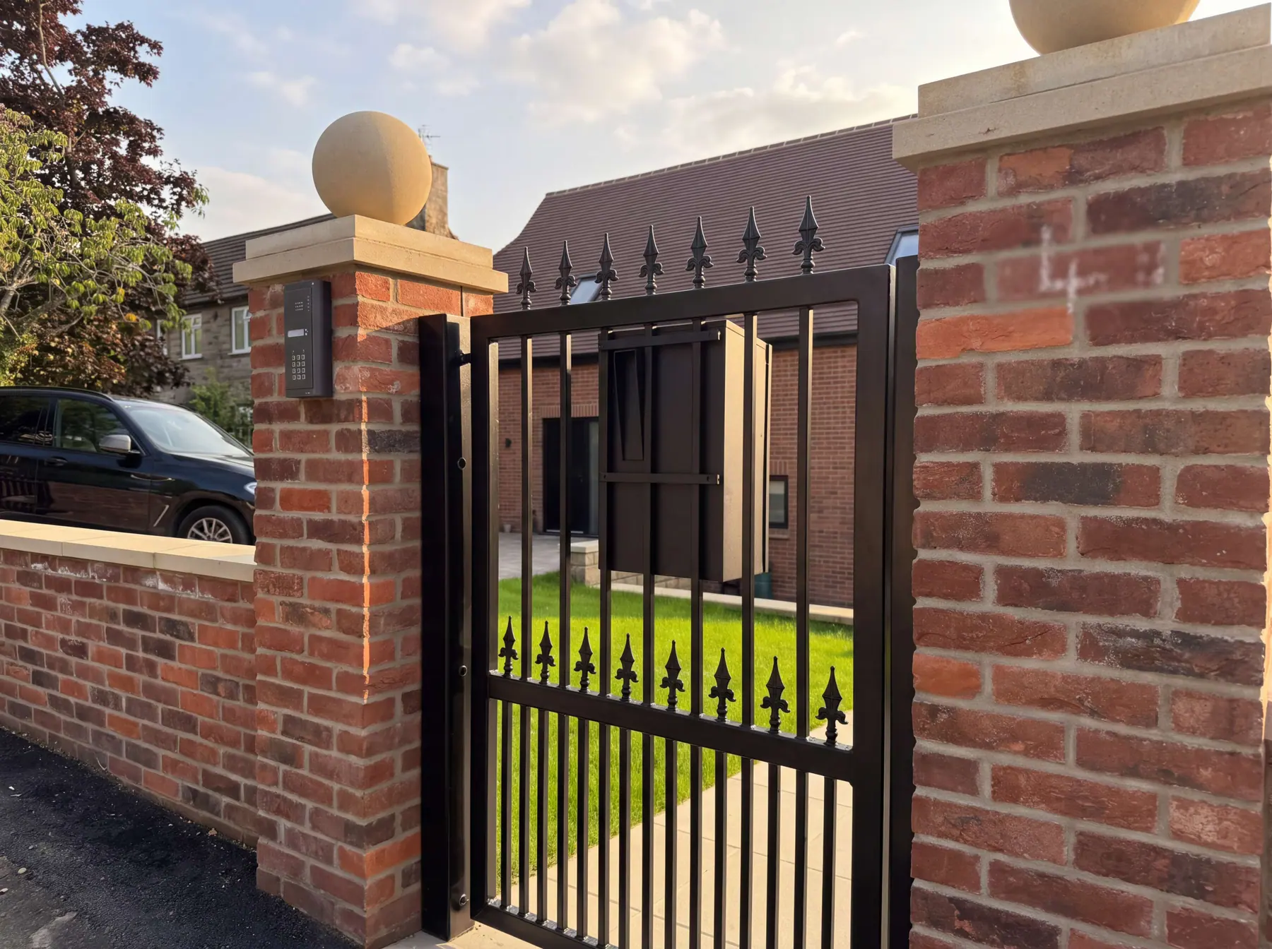 Bi fold aluminium driveway gate, electric, space saving in Leeds